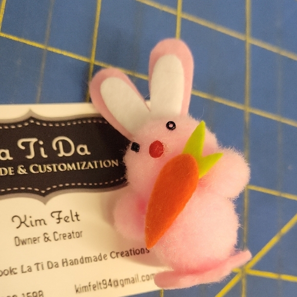 La Ti Da Handmade Creations Jewelry - Pink Bunny 2" Pin Easter Bunny Spring Rabbit